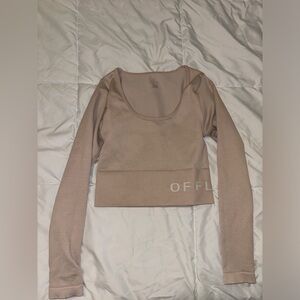 Pink cropped long sleeve offline top